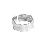 wholesale S925 Sterling Silver Irregular Concave-convex Textured Ins-style Open Adjustable Ring-Silver Adjustable opening