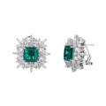wholesale S925 Sterling Silver New Enzela Emerald Ice Flower Cut Gemstone Stud Earrings for Women-0-4