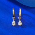 wholesale S925 Sterling Silver 5*8 Pear-Shaped Small Diamond Earrings Ear Clips, New for Quick Sales-0-0
