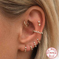 wholesale S925 Sterling Silver Classic Versatile Super Sparkling Diamond-Studded Hoop Ear Clasp Earrings forINS。-0-3