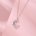 wholesale S925 Sterling Silver Dainty Butterfly Necklace for Women, Minimalist and Unique Design, Versatile Full-Diamond Moon Pendant Choker with Engraving-0-3