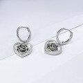 wholesale Pure Silver New Chinese Style Rose Silver Heart Earrings French High-End Feel Earrings Drop Shipping-0-1