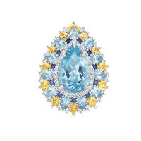 wholesale 925 Silver Gold-Plated Ring High-Carbon Diamond Heryu Candy Blue Topaz High-End Jewelry Versatile Women's Ring-Aquamarine 110 catties or less US size 6 (Hong Kong size 12-13 EU size 52) Ring length approximately 52mm