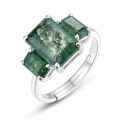 wholesale S925 silver exaggerated natural green moss stone index finger ring with aqua agate for women, foreign trade supply wholesale-0-4