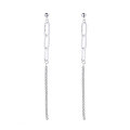 wholesale S925 sterling silver geometric zirconia spliced asymmetric tassel long drop earrings elegant and gentle earrings-0-4