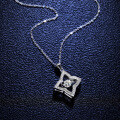 S925 Sterling Silver Moissanite Four-Pointed Star Jumping Heart Pendant Necklace-0-0