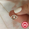 wholesale 925 Silver New Creative Angel Eye Pendant Necklace with Pearl Eyes and Inlaid Diamonds-0-2