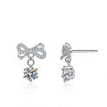S925 Sterling Silver Moissanite Bow Drop Earrings with Tassel-0-3