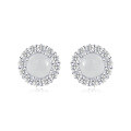 wholesale 925 Silver Poetry Jewelry New Translucent Round White Foam Color 5mm Minimalist Chalcedony Stud Earrings for Women-0-3