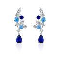 Sterling Silver Red Corundum Teardrop Earrings for Evening Banquet-0-6
