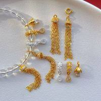 wholesale S925 ancient method silver gold-plated pure silver fittings with micro-set zirconia tassel fringe lily of the valley pendant large hole teardrop drop-1# one