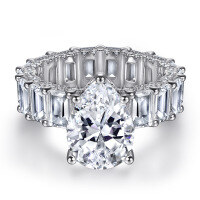 wholesale S925 Silver European and American Cross-Border E-Commerce Retro Waterdrop Full-Diamond Women's Ring Factory Dropshipping-Platinum US size 9#