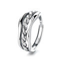 wholesale S925 sterling silver heavy work twisted chain triple-layer ring, trendy and unique unisex design-0-4