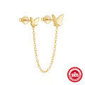 wholesale S925 Sterling Silver small and large butterfly chain tassel stud earrings, Korean hot-sell minimalist style-0-5