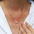 Sterling Silver Moissanite Women's Necklace, Sparkling Square Sugar Heart Pendant-0-1