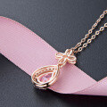 wholesale S925 silver rose gold-plated Korean fashion elegant and creative floral teardrop pendant necklace-0-2