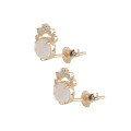 wholesale Gold Plated Sterling Silver with Natural White Crystal and White Shell Small Bubble Earrings for Women, 22 New Collection from Dunli Jewelry, In Stock-0-4
