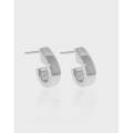 wholesale S925 Sterling Silver Korean Version INS Minimalist Design Versatile C-Shaped Polished Heavy Textured Stud Earrings for Women-0-0