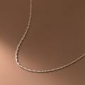 wholesale 990 Sterling Silver Fresh and Sweet Style Square Water Wave Chain Necklace, Simple and Delicate Single Layer Collarbone Chain D9897-0-2