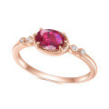 wholesale S925 Sterling Silver with Lab-Grown Ruby and Rose Gold Plated, Fashionable and Unique Colored Gemstone Ring-0-0