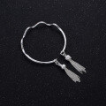 wholesale 990 Sterling Silver Möbius Loop Bracelet for Women, Ethnic Style Retro Tassel Open-Ended Bangle-0-0