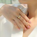 Sterling Silver CZ Square Chinese Style 18K Gold Plated Ring-0-1