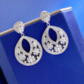 wholesale 925 Sterling Silver New Geometric Water Drop Earrings Hollow Out-0-1