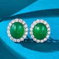 wholesale 925 Sterling Silver Inlaid 10*12 Green Chalcedony Earrings Rich Lady Style Extravagant Classic Earring Drop Shipping-0-0