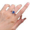 wholesale S925 silver new simulated royal blue 8*10 oval ring for women, simple band engagement ring-0-4
