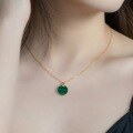 wholesale S925 Sterling Silver New Minimalist Trendy Geometric Circular Malachite Pendant Necklace Ins Style for Dropshipping-0-1