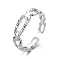 wholesale S925 Sterling Silver Irregular Korean-style Minimalist Chain Open Ring, Personality Ins Ring for Women-0-4