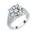wholesale S925 Sterling Silver Cross-Border 5-Carat Moissanite Four-Prong Ring, Heavy Workmanship, Fully Diamond-Set, Versatile Fashion Diamond Ring with Side Stones-0-4