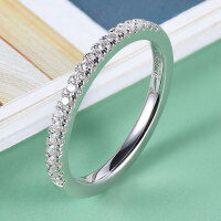 wholesale S925 Sterling Silver Simple Ins Style Single Row Diamond Ring for Women, Small Size Tail Ring, D Color Moissanite Ring Wholesale-Moissanite Half Circle Ring US Size 11