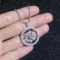 Sterling Silver Moissanite Necklace, Vintage Compass Rudder Pendant-0-1