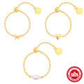 wholesale S925 Sterling Silver Adjustable Pearl Bow Knot Minimalist Chain Ring-0-0