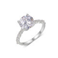 wholesale Gold S925 Silver Large Round Moissanite Ring with Waterdrop Accent Stones, eBay Best-Selling Women's Ring-0-5