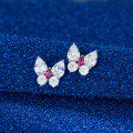 wholesale S925 Sterling Silver Jewelry, Light Luxury Ultra-Sparkling Top-Grade Zirconia Butterfly Stud Earrings with a Fashionable and Premium Feel-0-2