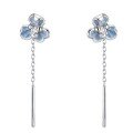 wholesale S925 Sterling Silver Fresh and Sweet Ins Style Blue Three-Petal Flower Diamond-Inlaid Iris Earrings M06414-0-2