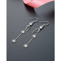 wholesale S925 Sterling Silver Korean Japanese Sweet Geometric Floral Long Drop Earrings with Zirconia Fringe Accessories for Drop Shipping-0-1