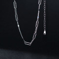 wholesale S925 silver spliced women's necklace with pleated hollow chain, minimalist and versatile D9664 collarbone chain-0-3