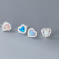 wholesale 925 Sterling Silver Small Fresh Synthetic Opal Diamond Inlaid Heart Stud Earrings Sweet Ins Style Jewelry M04633-0-0