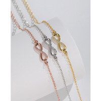 wholesale Metal: S925 Sterling Silver Infinity Figure 8 Bracelet for Women, Summer Fresh and Sweet, Cross-Border European and American Fashion, Versatile Best Friend Jewelry-White gold bracelet 925 silver