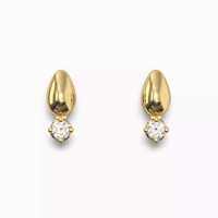 Sterling Silver Diamond Accent Smooth Teardrop Stud Earrings-Rose Gold Zircon  925 Silver