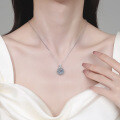 S925 Sterling Silver Moissanite Sunflower Pendant Necklace for Women-0-2