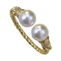 wholesale S925 silver new geometric open ring with 6mm pearl, simple and stylish, versatile for fashion-0-4