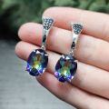 wholesale S925 sterling silver vintage elegant crystal earrings with 9ct colored crystals for women, popular in-0-2
