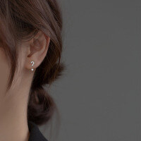 wholesale S925 silver minimalist cute back-hook question mark exclamation mark earrings fresh symbol earrings G6860-S925 Silver Earrings Exclamation Mark Model>925 Silver