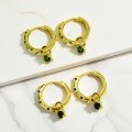 wholesale S925 Sterling Silver Micro-Inlaid Emerald Zircon Ear Hoops with Geometric Korean Style for Fashionable Commuting and INS Look-0-1