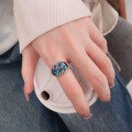 wholesale S925 Sterling Silver Enamel Dripping Resin Openwork Animal Auspicious Elephant Ring in Retro Exotic Style-0-3