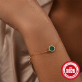 wholesale S925 Sterling Silver Classic Round Malachite and Diamond Accent Versatile Bracelet,-0-2